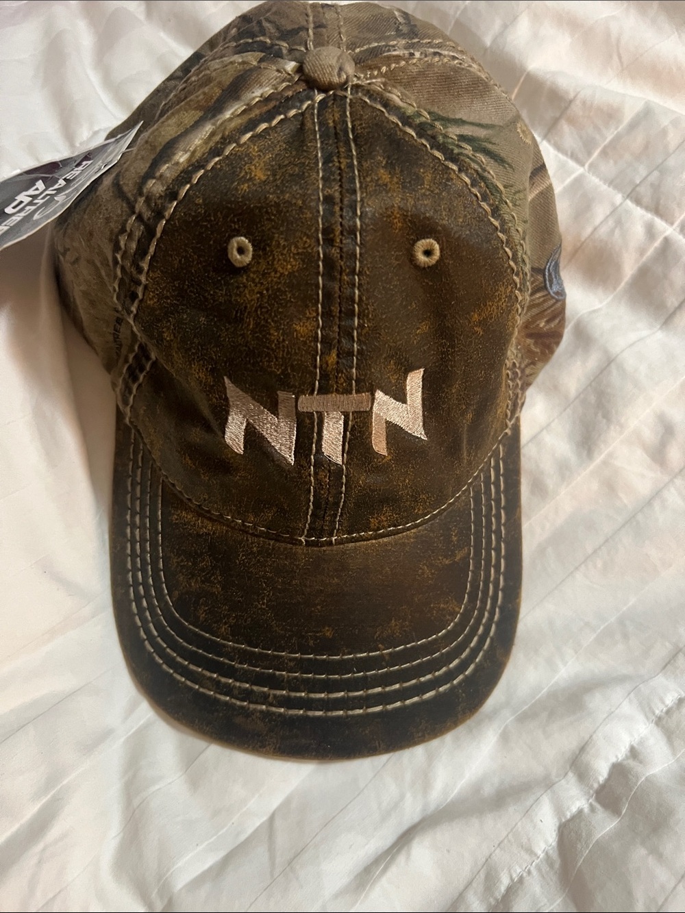 RealTree NTN Embroidered Distressed Camouflage Baseball Cap - Brown/Green